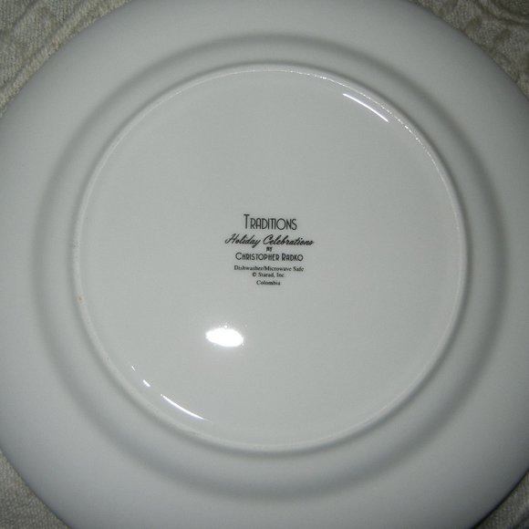 Christopher Radko Traditions Holiday Celebrations 1 dinner 1 Salad plate HOLLY - Picture 5 of 5